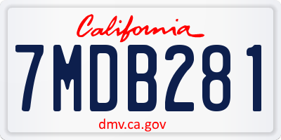 CA license plate 7MDB281