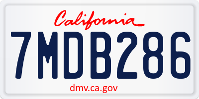 CA license plate 7MDB286