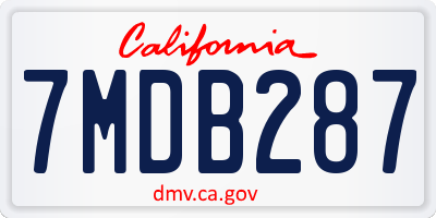 CA license plate 7MDB287
