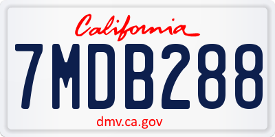 CA license plate 7MDB288