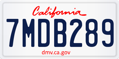 CA license plate 7MDB289