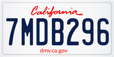CA license plate 7MDB296