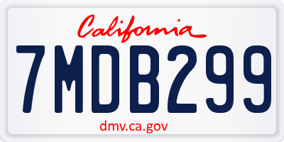 CA license plate 7MDB299