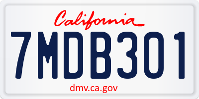 CA license plate 7MDB301