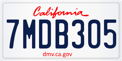 CA license plate 7MDB305