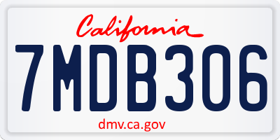 CA license plate 7MDB306