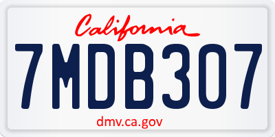 CA license plate 7MDB307