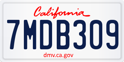CA license plate 7MDB309