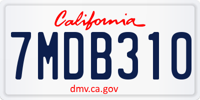CA license plate 7MDB310