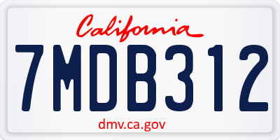 CA license plate 7MDB312
