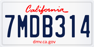 CA license plate 7MDB314