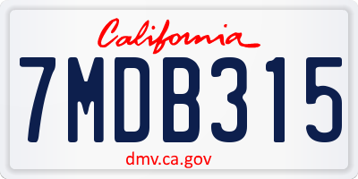 CA license plate 7MDB315
