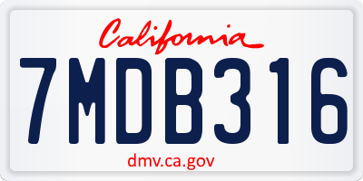 CA license plate 7MDB316