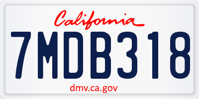 CA license plate 7MDB318