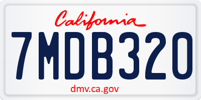 CA license plate 7MDB320