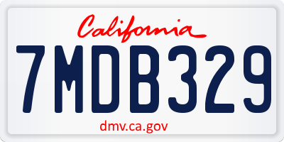 CA license plate 7MDB329