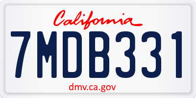 CA license plate 7MDB331