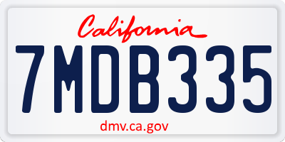 CA license plate 7MDB335