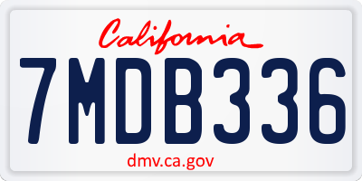 CA license plate 7MDB336