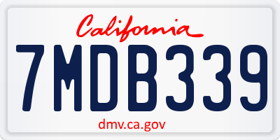 CA license plate 7MDB339
