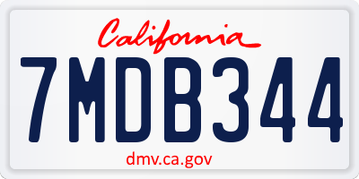 CA license plate 7MDB344