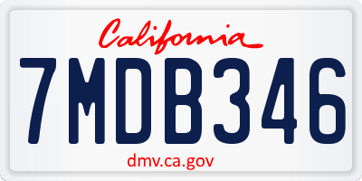 CA license plate 7MDB346