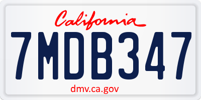 CA license plate 7MDB347