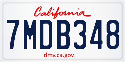 CA license plate 7MDB348