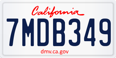 CA license plate 7MDB349