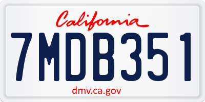 CA license plate 7MDB351