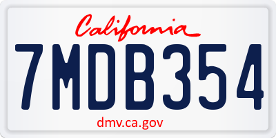 CA license plate 7MDB354