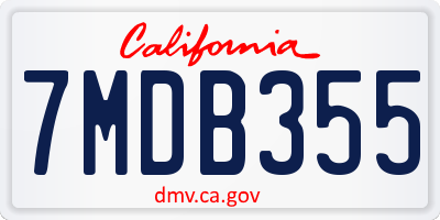 CA license plate 7MDB355
