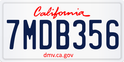 CA license plate 7MDB356