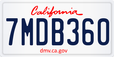CA license plate 7MDB360