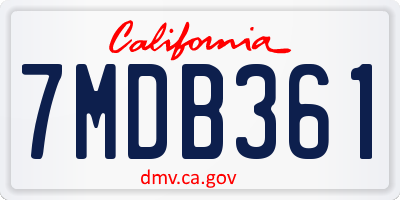 CA license plate 7MDB361