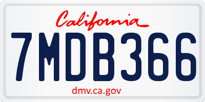 CA license plate 7MDB366