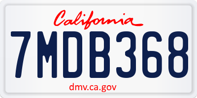 CA license plate 7MDB368