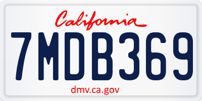 CA license plate 7MDB369