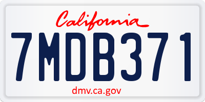 CA license plate 7MDB371
