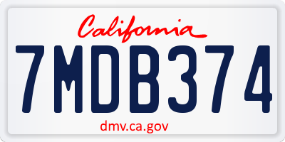 CA license plate 7MDB374