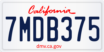 CA license plate 7MDB375