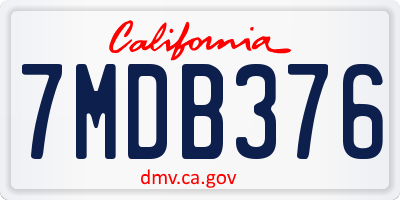 CA license plate 7MDB376