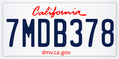 CA license plate 7MDB378