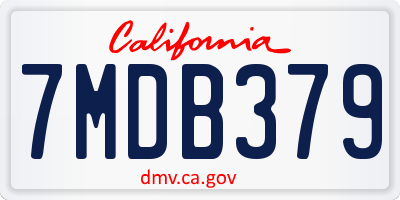 CA license plate 7MDB379
