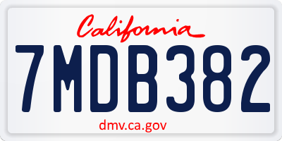 CA license plate 7MDB382