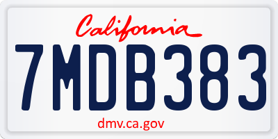 CA license plate 7MDB383