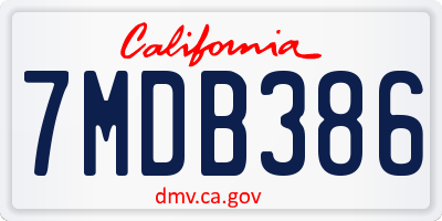 CA license plate 7MDB386