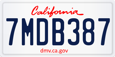 CA license plate 7MDB387
