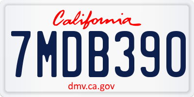 CA license plate 7MDB390