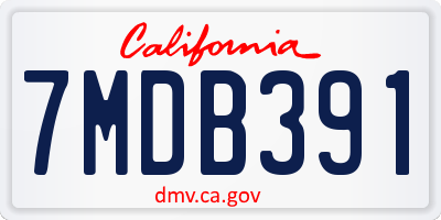 CA license plate 7MDB391